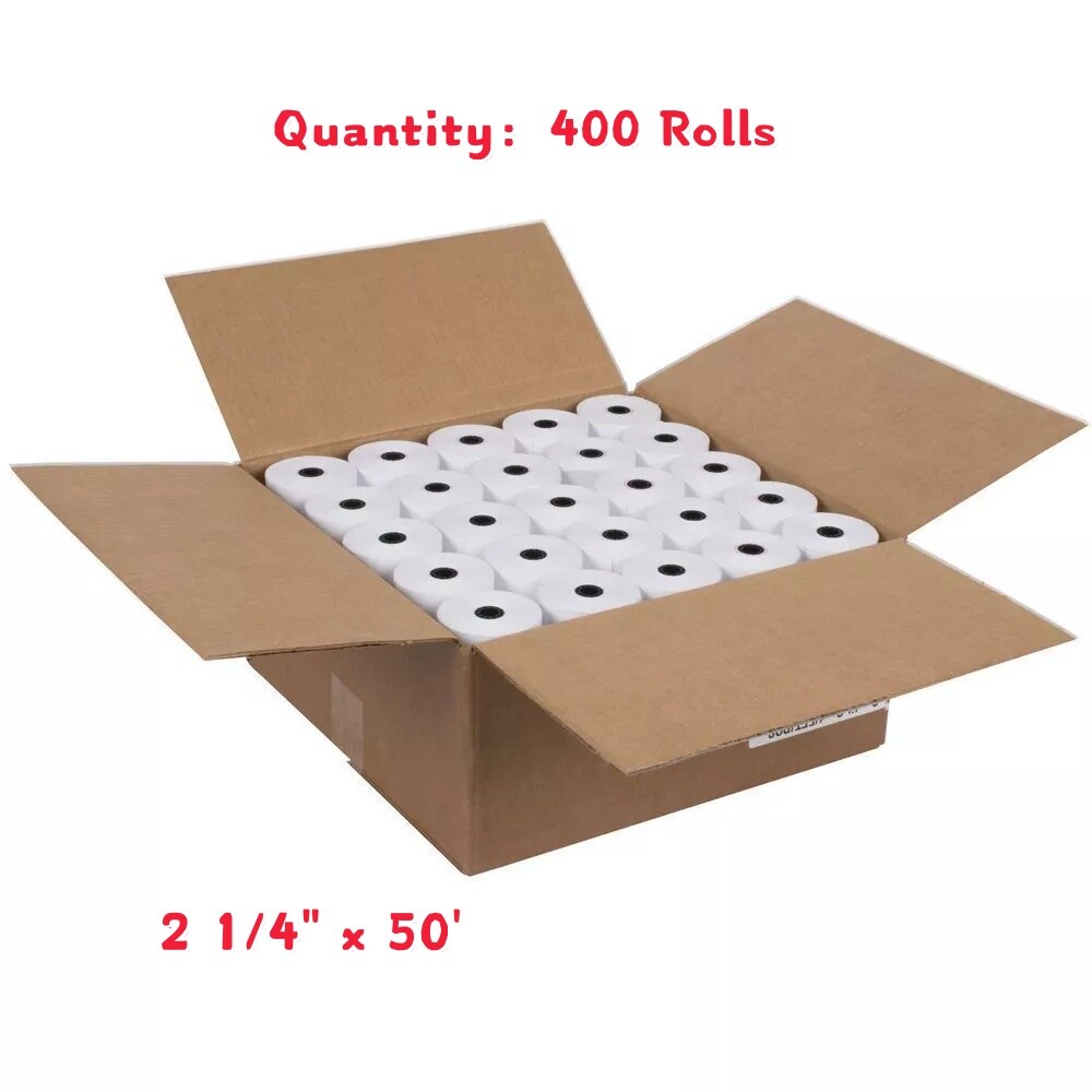 BPA Free Thermal POS Receipt Paper 2 1/4″x50′ – 400 Rolls/Case, Oil Resistant