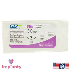 GDT Dental Thread SteriIe Individual Packs 12pcs 3/8 Circle 20.0mm Reverse