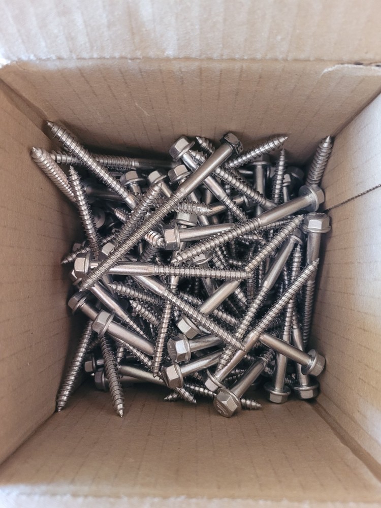 100 count 3.5″ stainless steel lag screws 13mm/0.5″ drive from pegasus solar