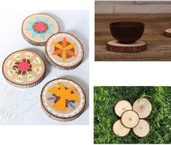 Unfinished Natural with Tree Bark Wood Slices 10 Pcs 10pcs 4.2-4.7inch