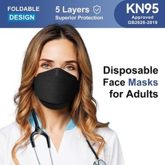 KN95 Face Mask Disposable Adults – 100 Pack 5 Layer Protection Adjustable KN95