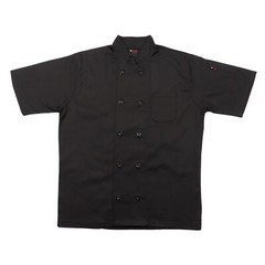 Chef Jacket PLASTIC BUTTON Short Sleeve Coat Black White Unisex Chefs Jackets