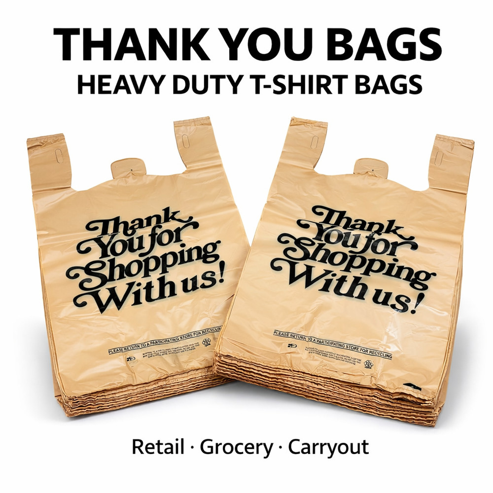 Heavy Duty Thank You Bags .71 Mil T-Shirt Grocery Retail Carryout Plastic Bags