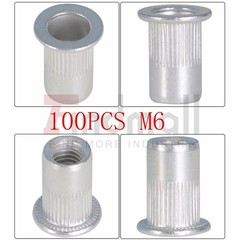 M6 6mm Flat Head Aluminum Rivet Nut rivnut Insert Nut Pack Of 100