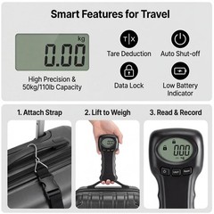 Portable Digital Luggage Scale, 50kg/110lb Capacity with LCD Display, Electro…
