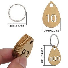 Key Tags with Numbers, Brass Droplet Shaped Key ID Tag, Metal Number Tags, Ke…