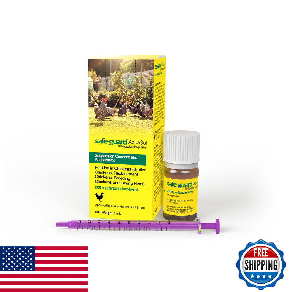 Safe-Guard Aquasol Dewormer for Chickens, 3mL – Ascaridia & Heterakis