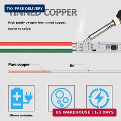 3 Pin Conductor Extension Wire 33ft 22 AWG Gauge Stranded Tinned Copper Cable Co