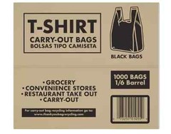 Poly America Black T-Shirt Carryout Bags 11.5″ x 6.5″ x 22″ 1000 Ct. TSSM10006B