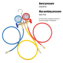 For R502 R134a R12 R22 AC Manifold Gauge Set A/C Refrigeration 3 Way Hose
