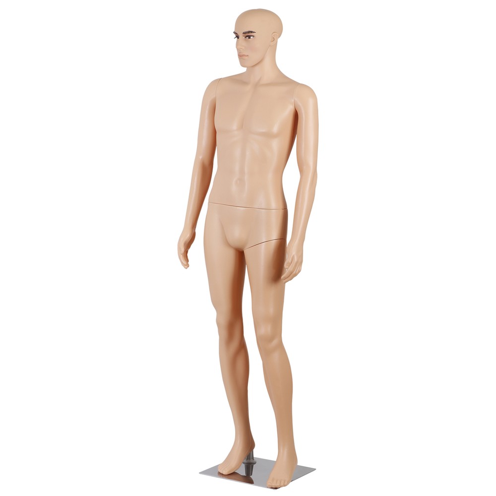 Realistic Display PP Head Turns Dress Form w/ Base Male Mannequin Full Body 72″