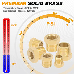 4Pcs Heavy Duty 1/4 NPT Male Thread to 1/8 NPT Female Thread Brass Reducer Hex B
