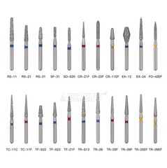 25pcs AZDENT Dental FG Diamond Burs For High Speed Handpiece Friction Grip