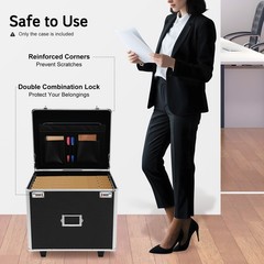 Locking File Chest File Rails Letter/Legal Files Storage Box with Wheels&Handle
