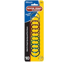 BAZIC Metal Book Rings, 1 Inch, Assorted, 10 Under 3 Inches, Assorted Color