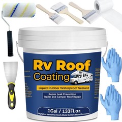 1Gal/133Fl.Oz Liquid Rubber Rv Roof Coating White Waterproof Sealant Camper Roof