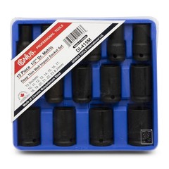 Genius Tools 15 Piece 1/2″ Dr. Metric Semi-Deep Thin Wall Impact Socket Set (…