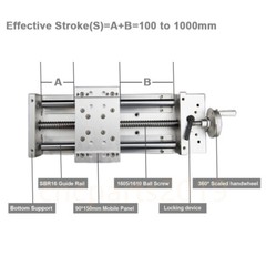 100-1000mm Linear Rail Sliding Table Cross Slide Module SBR Guide Rail SFU1605
