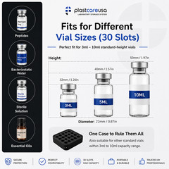 Vial Storage Case 30 Slot Hard Shell Box Peptide Insulin 3ml-10ml Travel Carry