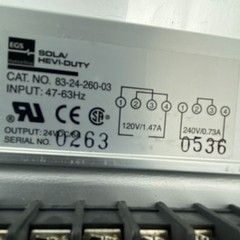 SOLA/ HEVI-DUTY 83-24-260-03 LINEAR POWER SUPPLY EGS 832426003, 47-63HZ 24VDC