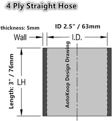 Straight Silicone Coupler Hose 2-1/2 In/2.5 In/63Mm ID – 3 in Leg Length for Int