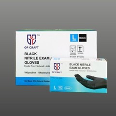 GP CRAFT Disposable Nitrile Exam Gloves, 4 Mil, Black, Chemo Rated, Case of 1000