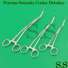 Surgical Forceps Satinsky Cooley Debakey Veterinary Instruments Set of 3