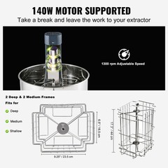 VEVOR Electric Honey Extractor Beekeeping Equipment 2/4 Frames Stainless Steel