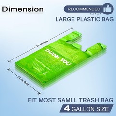 YoYoRain 100 Pack “Thank You” T-Shirt Bags – Green Plastic Large,
