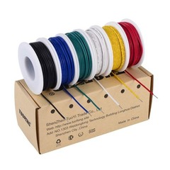 6x30ft 22 AWG Solid Hookup Wire – Tinned Copper, Flame Retardant, PVC Insulation