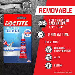 Loctite Threadlocker Blue 242 – Removable Thread Lock Glue for Nuts, Bolts, & Fa