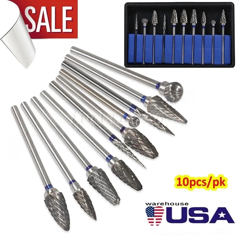 10pcs/Set Dental Tungsten Carbide Burs Plaster Alloy Acrylic Drill Polisher