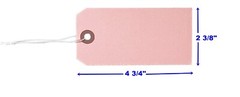 100 – 4 3/4″ x 2 3/8″ Pink Inventory Tags Strung with ELASTIC Stretchable String
