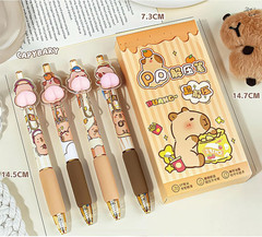 4 Pcs Cute Retractable Pens Cartoon Capybara Pen 0.5Mm Black Gel Ink Pens Funny