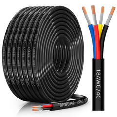 18 Gauge Wire 4 Conductor Electrical Wire, 18 AWG Tinned Copper Stranded PVC Cab
