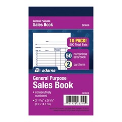 adams General Purpose Sales Book 2-Part Carbonless White/Canary 10 Pack