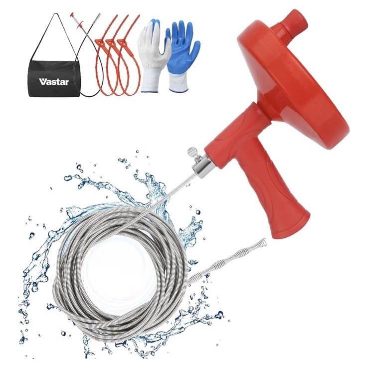 Vastar Drain Clog Remover & Tools Kit, 25Ft. Plumbing Snake Drain Auger