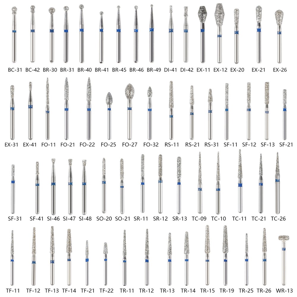 100pcs SANDENT Dental Diamond Burs For High Speed Handpiece Friction Grip 1.6mm