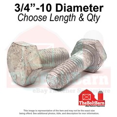 3/4″-10 Grade A325 Coarse Structural Hex Bolts Galvanized (Choose Length & Qty)