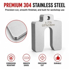 4 Stainless Steel Shim Kit, 100 PCS 2x2in Slotted Shims, 10 Thicknesses