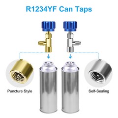 Car A/C R1234YF Quick Coupler Adapter Set with Self-Sealing & Puncture Can Tap