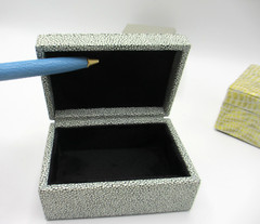 Leather Box Small Shagreen Embossed Gray Black