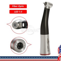Dental 1:5 LED Fiber Optic Contra Angle Increasing Handpiece Inner 4 Spray black
