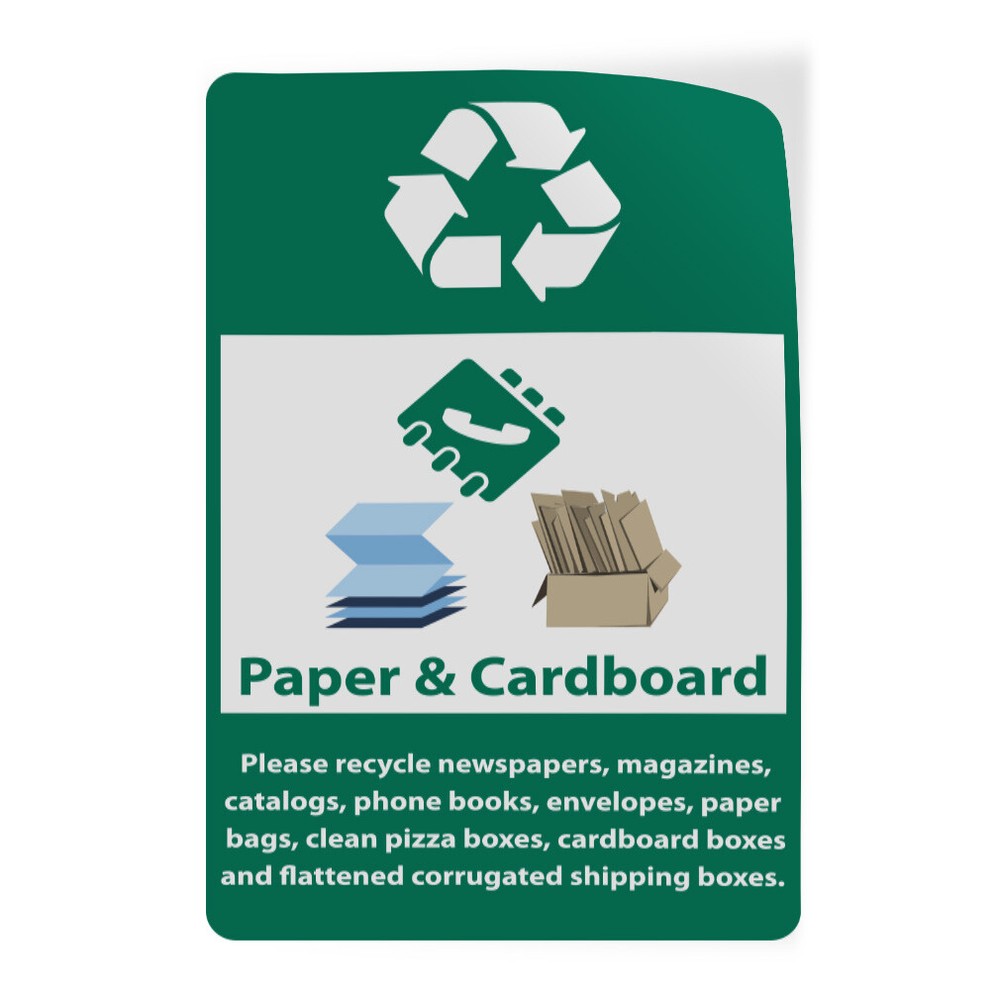 Vertical Vinyl Stickers Paper & Cardboard Please Recycle Security Sign Facility
