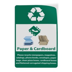 Vertical Vinyl Stickers Paper & Cardboard Please Recycle Security Sign Facility