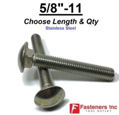 5/8″-11 Carriage Bolts Stainless Steel All Lengths and Quantities in Listing