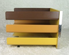 Mosler Harbor Metal Letter Tray Organizer Mid Century Modern 3 Shelf Vintage