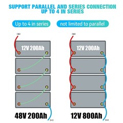 12V 200Ah LiFePO4 Lithium Battery Deep Cycle Built-in BMS for Solar RV Off-Grid