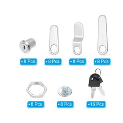 8 Pack Keyed Alike Cabinet Locks with Key 3/4 Inch for RV Drawer, Silver