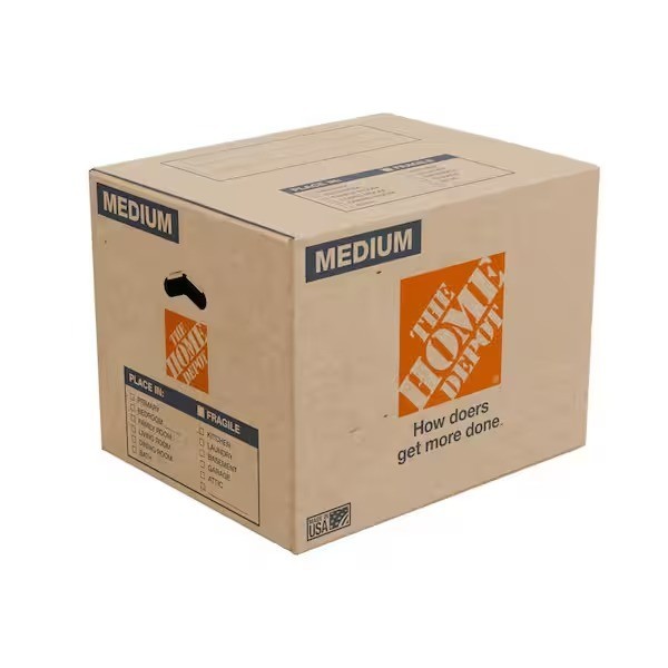 10 Pack The Home Depot Medium Moving, Shipping, Packing Box with Handles, Brown